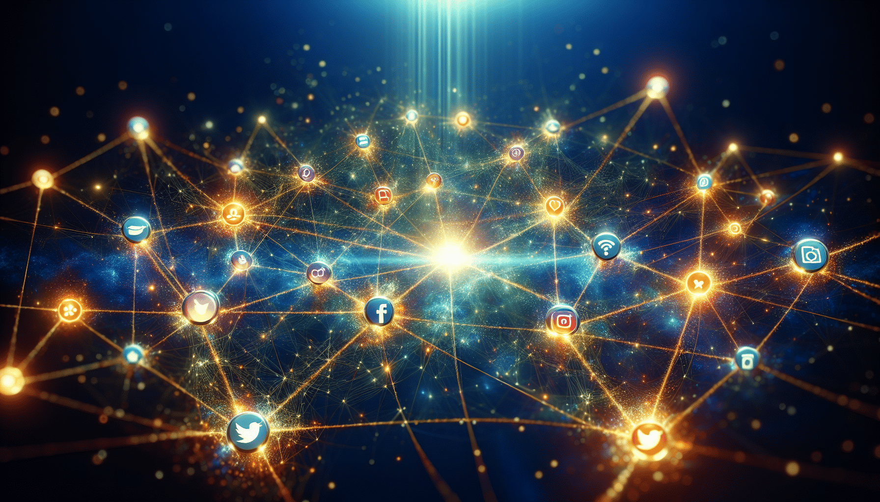 A network of interconnected social media icons representing expanding content reach